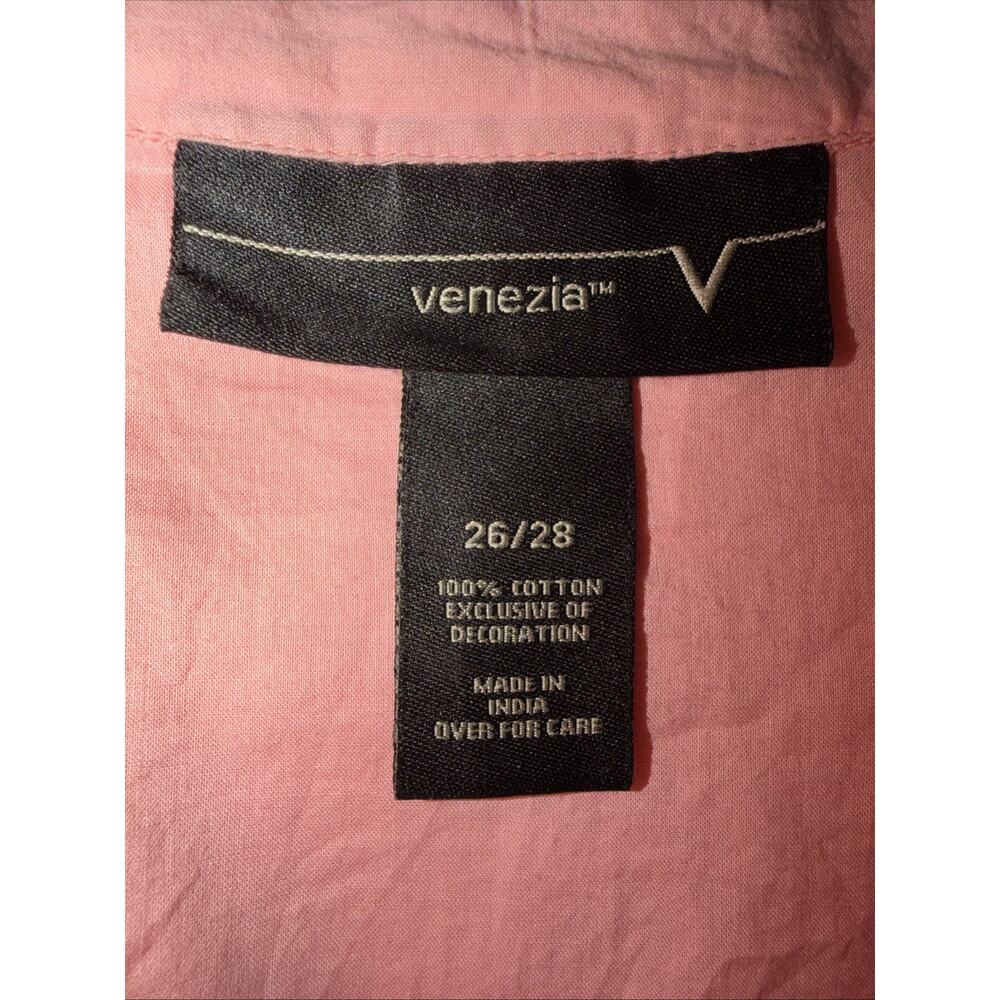 Coral Pink V neck Embroidered Chic lagenlook cotton top tunic Cotton size-26 - Picture 5 of 9